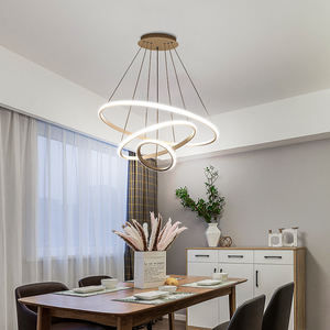 现代简约 LED 餐厅吊灯 长型可调节高度 创意餐厅酒吧环形暖白色家居客厅灯 - Product Image 6