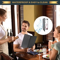 Porte-menus en cuir synthétique 4,25 x 11 pouces, double vue, coins biseautés, noir, pour restaurant, hôtel, café
