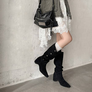 Botines de Tobillo Reversibles de Cuero Genuino Lijado, Estilo Holgado, Retro, con Tacón Plano Interno, Suela de Goma, a la Moda - Product Image 5