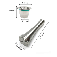 Lot de 2 dosettes à café réutilisables classiques en acier inoxydable pour Nespresso OriginalLine, capacité de 5 g, avec tamper et cuillère