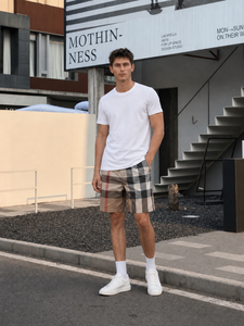 Luxury Men's casual Checkered <b>Board</b> Shorts Mid Waist Drawstring Bur berry Quick Dry Casual Swimwear with Pockets - Product Image 3