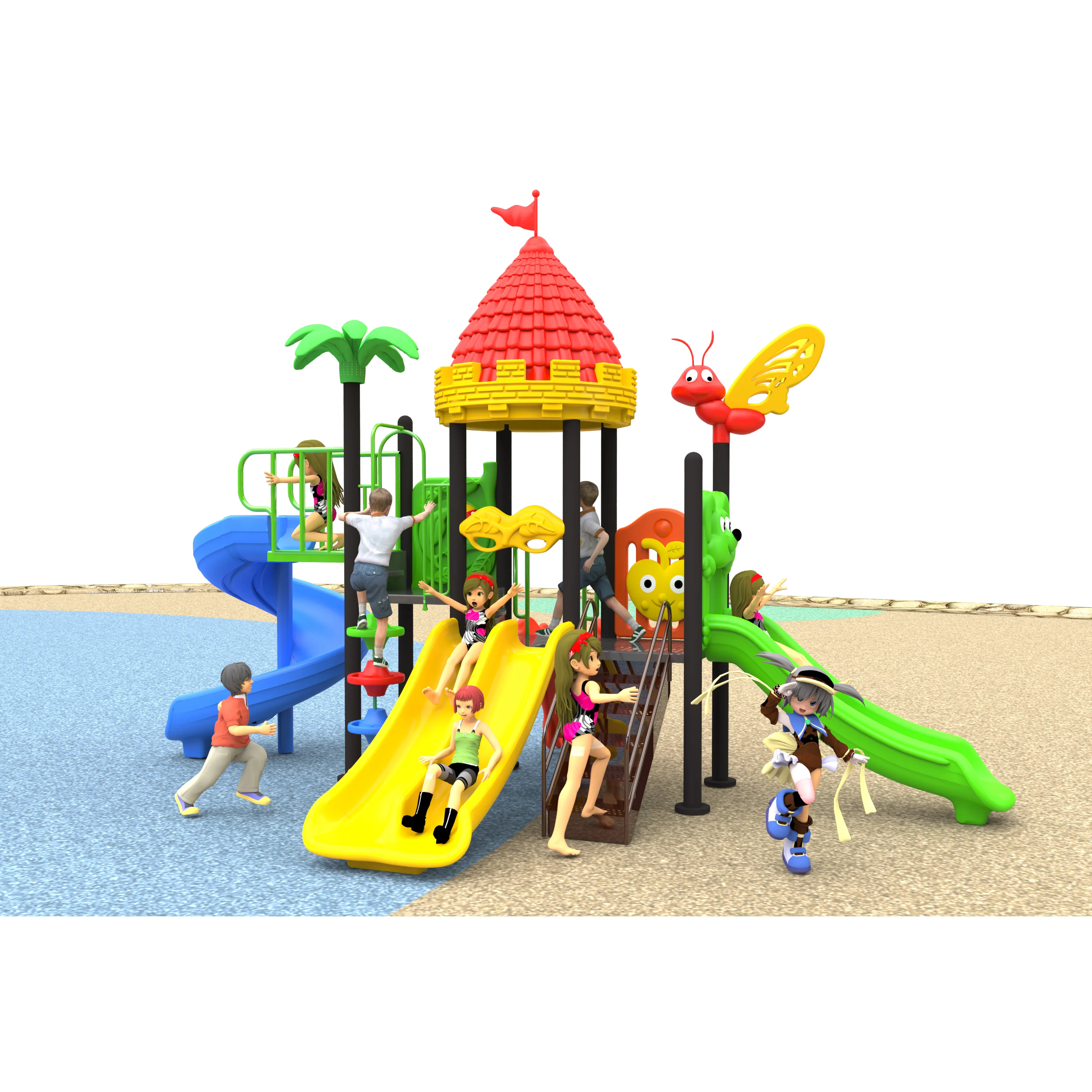 outdoor playground kids lovely plastic slide kindergarten outdoor playground equipment for children factory Outlet