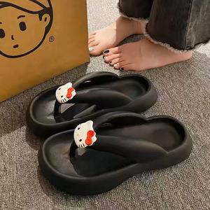 <span class=keywords><strong>Tongs</strong></span> tendance pour <span class=keywords><strong>femme</strong></span> à plateforme épaisse en EVA, motif chat noir de dessin animé, pour l'été, la plage, à bout rond, doublure en PVC - Product Image 6