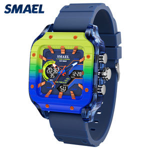 Montre homme SMAEL 8133 tendance style méca et geek, double affichage, étanche, carrée, multifonction, cadeau pour homme - Product Image 2