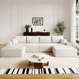 Canapé modulaire Cloud avec 1 ottoman, canapés rembourrés modernes et minimalistes, canapé en forme de U confortable pour le salon - Product Image 1