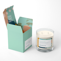 Boîte à bougies en papier cartonné 350 g/m² avec impression CMJN personnalisée, gaufrage et revêtement UV, boîtes à fentes recyclables (4x4x4)