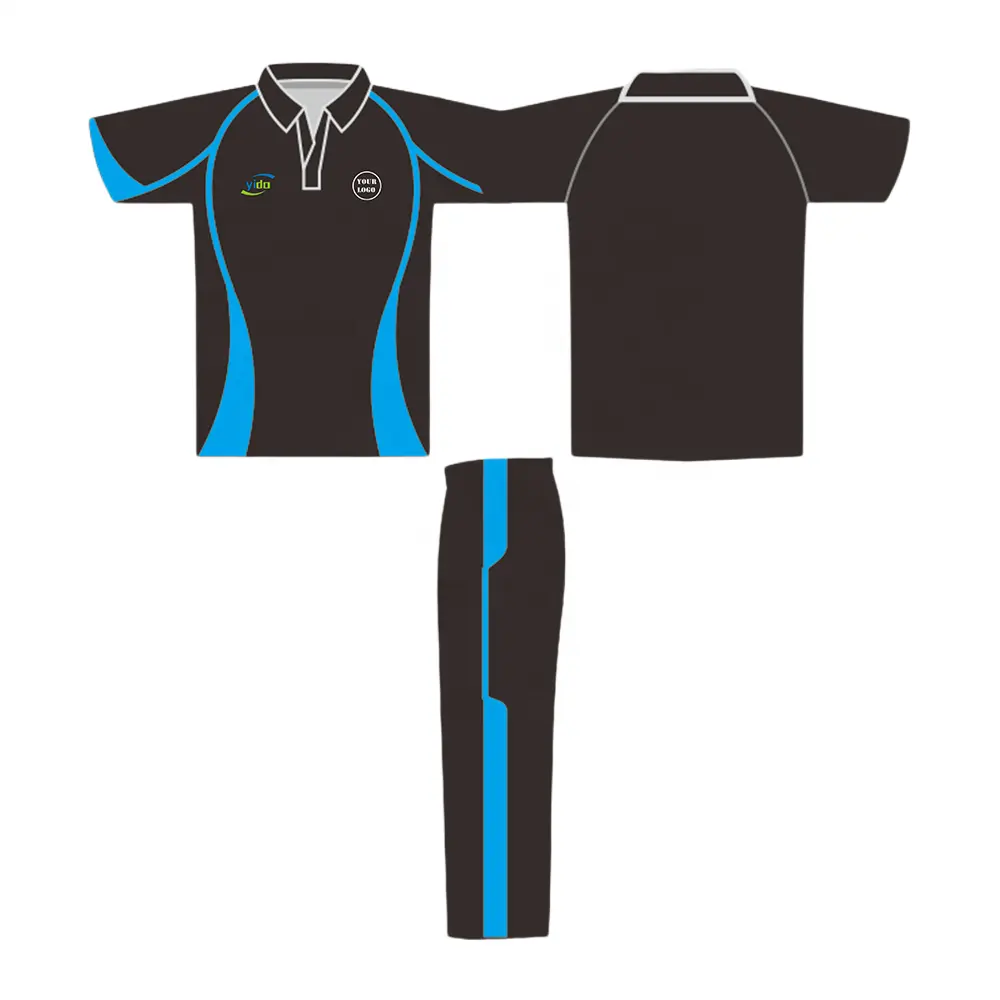 Australien Cricket Sport Saison Teamwear Custom Black Polo Shirt Vollhand Cricket Jersey Design