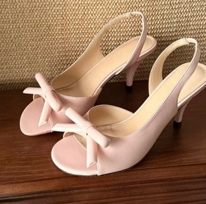 Zapatos de tacón alto de cóctel para mujer, de alta calidad, hechos a medida, negros, con punta en pico, con lazo en la parte trasera, de tacón bajo, casuales de negocios, sin cordones y con punta abierta. - Product Image 3