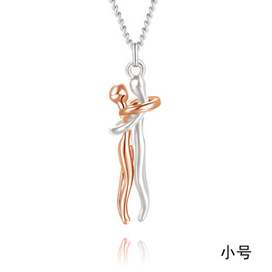 Collana Romantica Transfrontaliera per Anniversario con Coppia Abbracciata, Gioielli in Acciaio Inossidabile Placcato Oro PVD per Innamorati, Regalo di San Valentino - Product Image 4