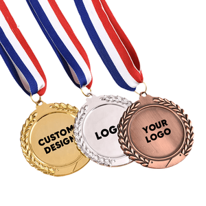 Medalla de premio de deportes de Fútbol de doble logotipo 3D personalizado de oro Chapado en cobre con cordón de cinta de sublimación - Product Image 1