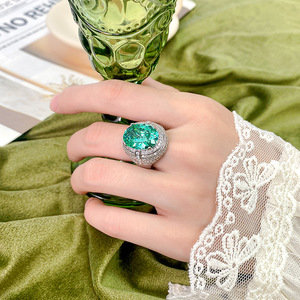 Anillos Ajustables de Cobre Ecológico con Circonita Roja Ovalada de 12*16mm para Mujer, Joyerí<span class=keywords><strong>a</strong></span> Vintage con Revestimiento Duradero - Product Image 6