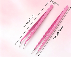 Pinzas de Acero Inoxidable Rosadas para Pestañas, Punta Puntiaguda, Antiestáticas, de Precisión, para Extensión de Pestañas y Diseño de Cejas - Product Image 1