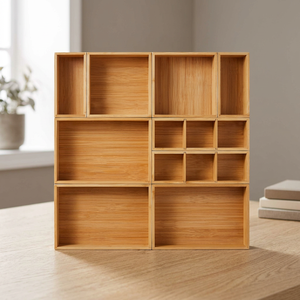 Set 9 Eco-Friendly American Style Bamboo Wood Rectangle Storage Boxes Lacquer Finish Luxury <b>Tea</b> <b>Box</b> Multifunction Kitchen Bin - Product Image 2