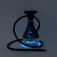 Pipe à eau en métal moderne et minimaliste sans carbone avec chargement LED et chauffage rapide pour fumer