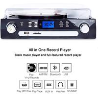   Tocadiscos con Altavoces, Reproductor de Vinilo a MP3 con Reproductor de Casetes, Radio AM/FM, Control Remoto, Codificación USB/SD