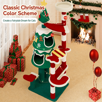 Arbre à chat de Noël personnalisé, tour multi-chats pour maison, griffoir en corde de sisal, double maison pour chat, décoration de Noël DIY, OEM ODM