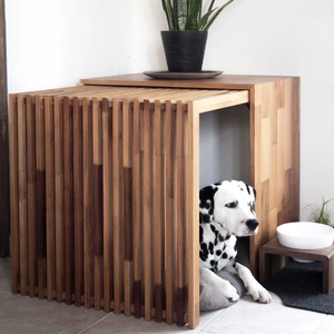 Junji Moderne Hondenkrat Houten Hondenkrat Met Eiken Massief Hout Luxe Hondenkennel Krat Woonkamertafel