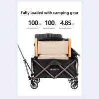 Chariot de camping pliable robuste pour l'extérieur, chariot de plage et de courses pliable avec roues, vente en gros d'usine
