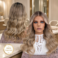 Perruques européennes juives en cheveux Remy, dentelle transparente, cheveux de bébé, mèches blond cendré, 100% cheveux humains, perruque Lace Front pour femmes blanches