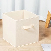 Boîte de rangement pliable en forme de cube pour vêtements et jouets, en tissu non tissé, avec poignée frontale