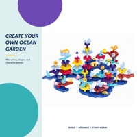 Set Blok Bangunan Bunga Laut 100 Buah Mainan Edukasi Susun Taman Laut DIY Set Permainan Konstruksi untuk Anak Usia 2-4 Tahun