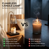 Lampe chauffe-cire moderne et élégante sans flamme, avec abat-jour en verre taillé, support en métal doré en forme d'arche et base noire, pour la décoration intérieure
