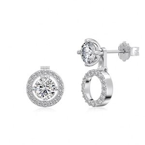 Dylam High Jewel Plated <b>Sterling</b> <b>Silver</b> Circle 5A Cubic Zirconia <b>Dangle</b> Stud <b>Earrings</b> for Women Lady Girls Gifts Dress up - Product Image 1