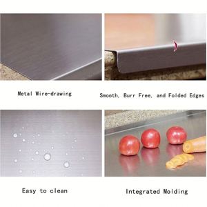 Planche à découper en acier inoxydable, planche de préparation multifonctionnelle pour la cuisine, idéale pour la viande, le pain, la pâte à pétrir et la pâtisserie - Product Image 3