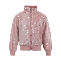 Blouson aviateur à paillettes rose et argent personnalisable pour filles-Manteau de baseball à fermeture éclair à motif solide pour le printemps