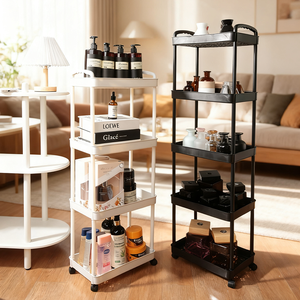 Étagères de <span class=keywords><strong>rangement</strong></span> mobiles à 4/5 couches Tiroirs de <span class=keywords><strong>rangement</strong></span> en plastique Chariots Chariot de cuisine Chariot Supports de <span class=keywords><strong>rangement</strong></span> et étagères - Product Image 4