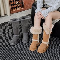 Bottes de neige montantes pour femme, hiver-automne, en faux daim, avec revers fourré, plateforme, semelle épaisse, doublure chaude en fausse fourrure, à enfiler avec boucle