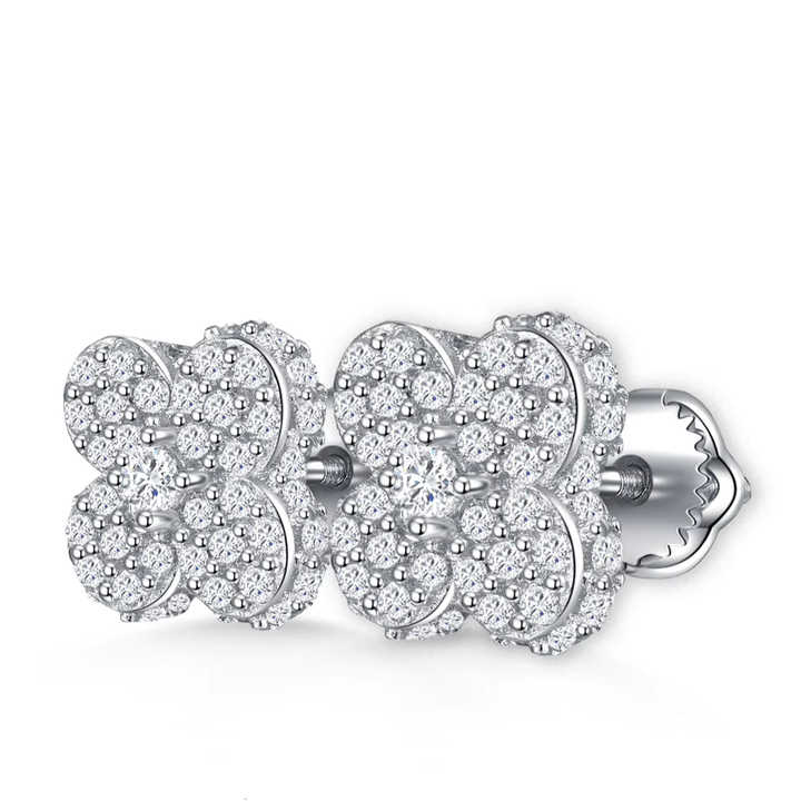 Trend4us Iced Moissanite Pavé Sterling Silver Stud Earrings