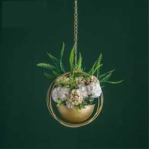 หรูหราตกแต่งผนังบ้านแขวนโลหะพืชดอกไม้ยืนทอง - Product Image 1