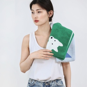 Nouvelle série d'illustrations : <span class=keywords><strong>Serviette</strong></span> de bain jacquard teinte en fil, douce pour la peau, en coton peigné à boucles longues, pour enfants et adultes - Product Image 3