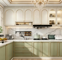 Meuble de cuisine de style moderne, personnalisable, design minimaliste de luxe léger, rangement modulaire en contreplaqué pour hôtels et villas