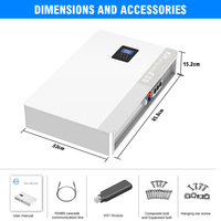 Système de batterie solaire tout-en-un 5kWh 10kWh directement de l'usine, batterie lithium 51.2V 200Ah, onduleur hybride 5kW, batterie murale