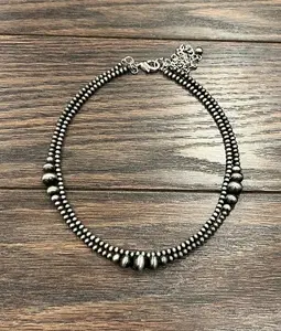 Западной 15 "Длинные двухслойные крошечные 4 мм Навахо жемчужное ожерелье