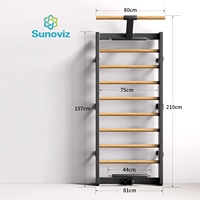 Échelle suédoise Sunoviz en bois de hêtre, cadre à double barre de traction, équipement de gym multifonctionnel pour la maison, pour le yoga et le Pilates, à fixer au mur
