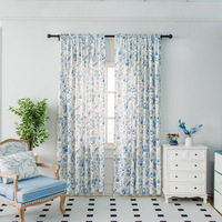 Français Floral Quatre Saisons Universel Rideau Tissu Moderne Simple Fleur Oiseau Coton Lin Salon Rideau En Gros