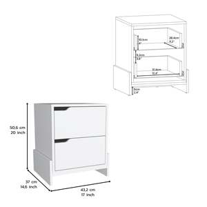 Nightstand With 2 <b>Drawers</b> White <b>Storage</b> Cabinet <b>For</b> Bedroom Use - Product Image 4