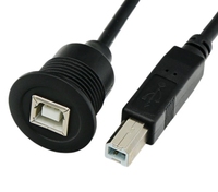 Kabel Printer USB 2.0 Tipe B Male ke B Female Lurus 0.3m 1m dengan Panel Mount untuk Kabel Komunikasi Printer dengan Sekrup