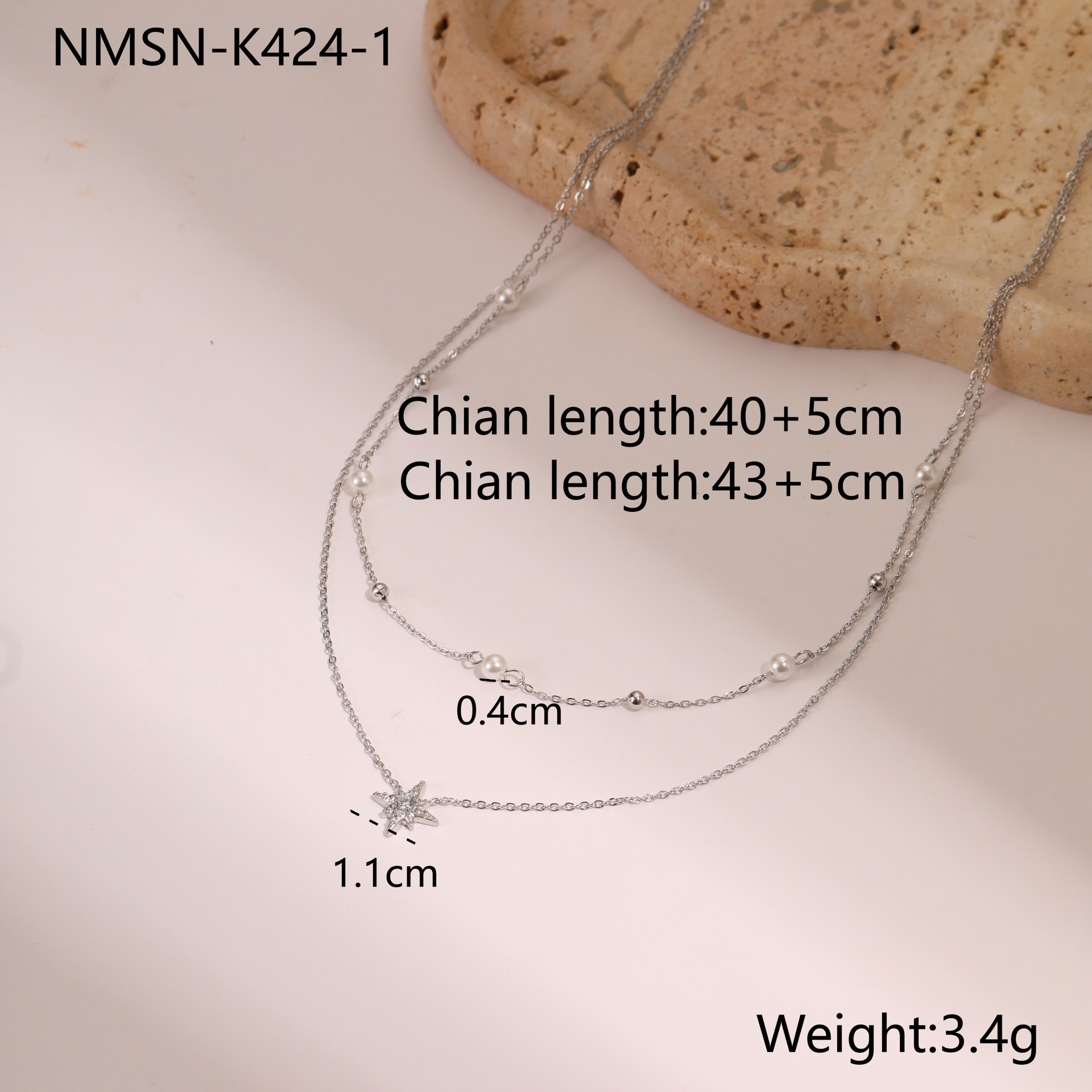 NMSN-k424-1 สร้อยคอเหล็กหกเหลี่ยม