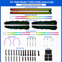 Kit d'éclairage d'ambiance LED pour voiture, 64 couleurs, pour Tesla Model Y 2025-2026, 22 pièces