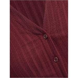 Chemise à manches longues décontractée pour femme, col boutonné en tricot, col en V - Product Image 3