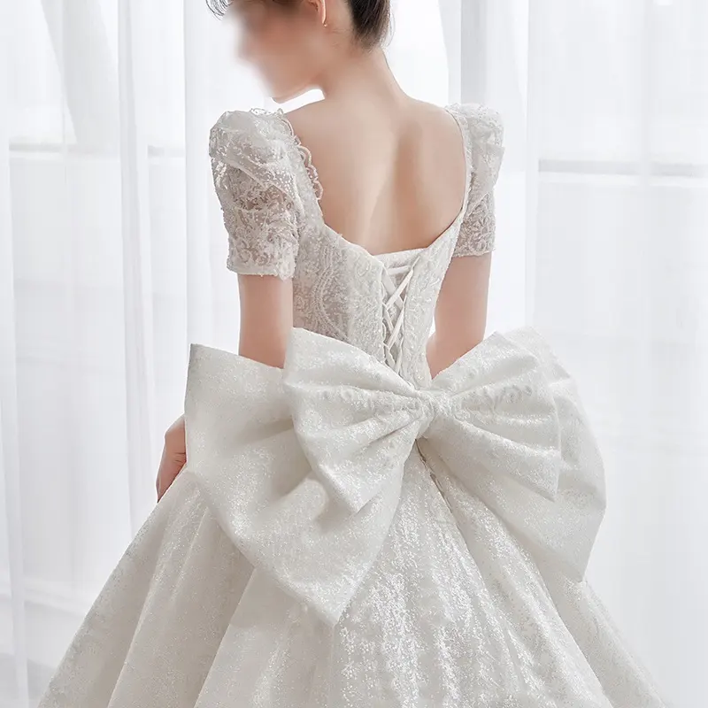 Hochwertige Sparkle Wed White Brautkleid Frauen Brautkleid Oem Brautkleid Glitter Stoff für Hochzeits kleid