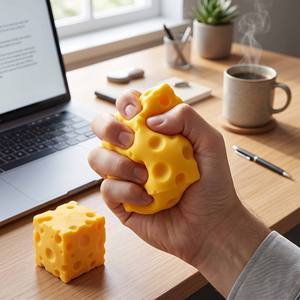 Yellow Cheese Squeeze <b>Toy</b> Soft Simulation Food Fidget <b>Toy</b> for Kids Teens <b>Desk</b> Decor Unisex Age 2 to 4 Years TPE Material - Product Image 4