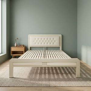 Lit à sommier double/grand lit en acier au design simple, avec revêtement en poudre anti-rayures, pour chambre à coucher et salon - Product Image 2