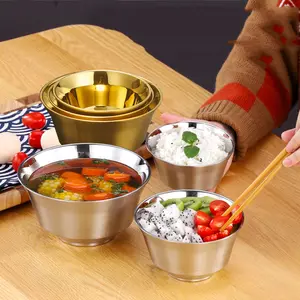 韩国金色冷环保多尺寸食品级厨房金属汤米不锈钢双壁碗