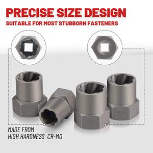 KHC Heavy Duty 5-Piece 1/2" Drive CR-MO Steel Corrosion Resistant Sand Blasted Finish Silver/Black Nut Bolt <b>Screw</b> Remover - Product Image 3
