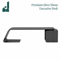 Bureau de direction en forme de L JQYX, placage de bois argenté importé de qualité FAS, finition brillante, poste de travail durable pour le siège d'entreprise